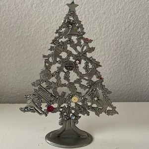 Vintage Seagull Pewter Decorated Christmas Tree Figurine